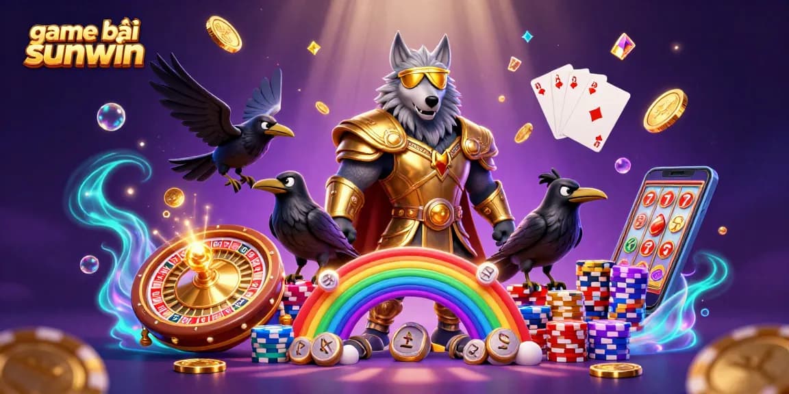 Experience thrilling game bài sunwin with Odin and ravens amidst cascading coins and vibrant casino elements.