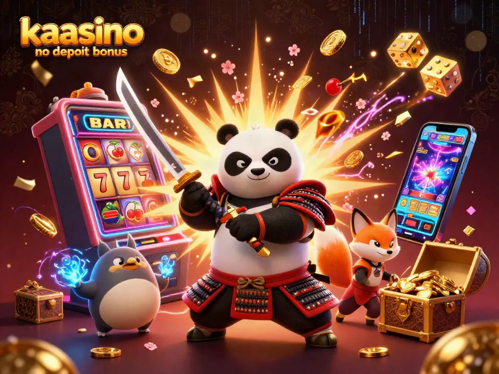 Experience excitement with Kaasino no deposit bonus and vibrant gaming elements in this colorful illustration.