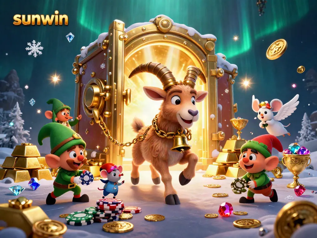 Experience big wins with sunwin in an animated holiday-horror casino scene.
